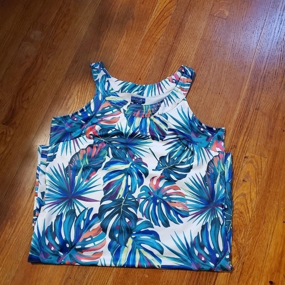 Caribbean Joe Tropical Print Tank Dress Size Medium, Beachwear, Colorful - Picture 11 of 12